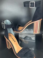 Free People Collection Black Suede Serenity Sandal Heel New W/ Box