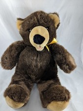 Dakin Brown Bear Plush 18 Inch Yellow Bow Stuffed Animal toy