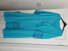 plus size elegant dress three quarter sleeve, green with lace detail