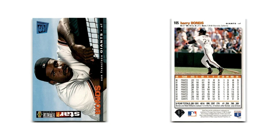 Barry Bonds 1995 Collector's Choice SE #105 San Francisco Giants NM - Image 3 of 3