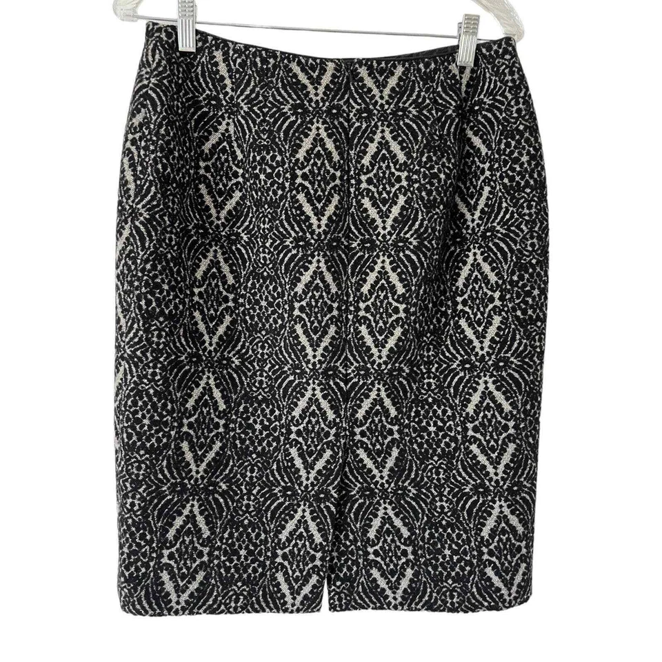 Falda lápiz Talbots negra mezcla de lana texturizada hasta la rodilla talla 6