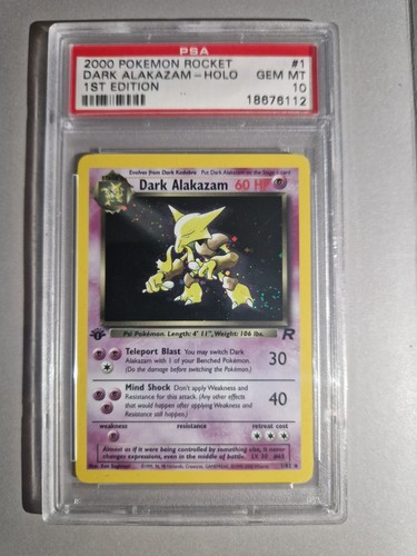 Gem Mint Team Rocket Holo Dark Alakazam 1st Edition 1/82 PSA 10 2000 Pokemon