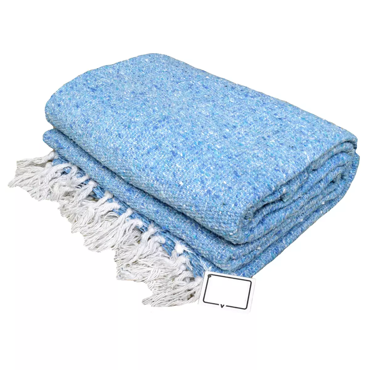 Thick Yoga Blanket Sky Blue Handmade Mexican Blanket XL Bolster Prop Serape