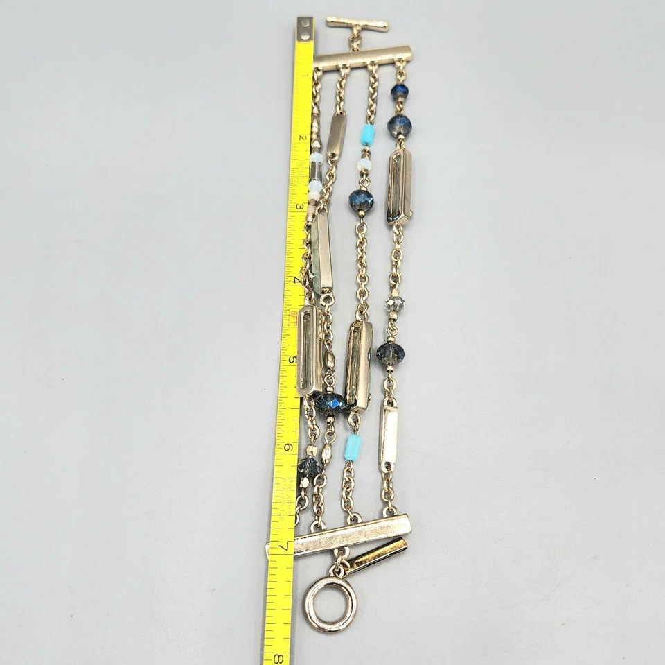 Destacado Contemporáneo: Brazalete Casa Blanca Mercado Negro 4 Cadenas Cristal Azul 8" Foto 4 de 4