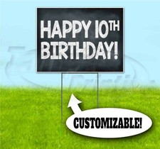 HAPPY BIRTHDAY CUSTOM AGE AND NAME 18x24 Yard Sign WITH STAKE Corrugated Bandit