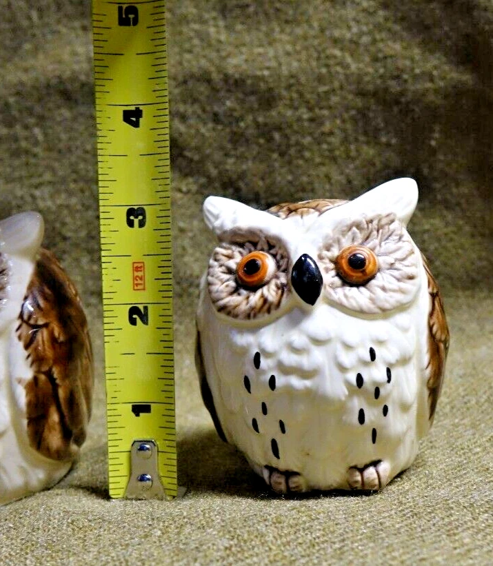 Saleros y pimenteros de cerámica vintage de búhos hechos en Japón por calle Foto 4 de 4