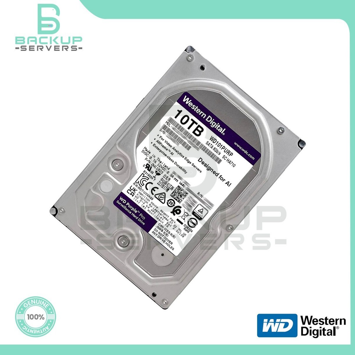 外付けハードディスク・ドライブ Western Digital WD101PURP 10TB HDD WD101PURP Western Digital 10TB 6Gbps 7.2K RPM SATA 3.5