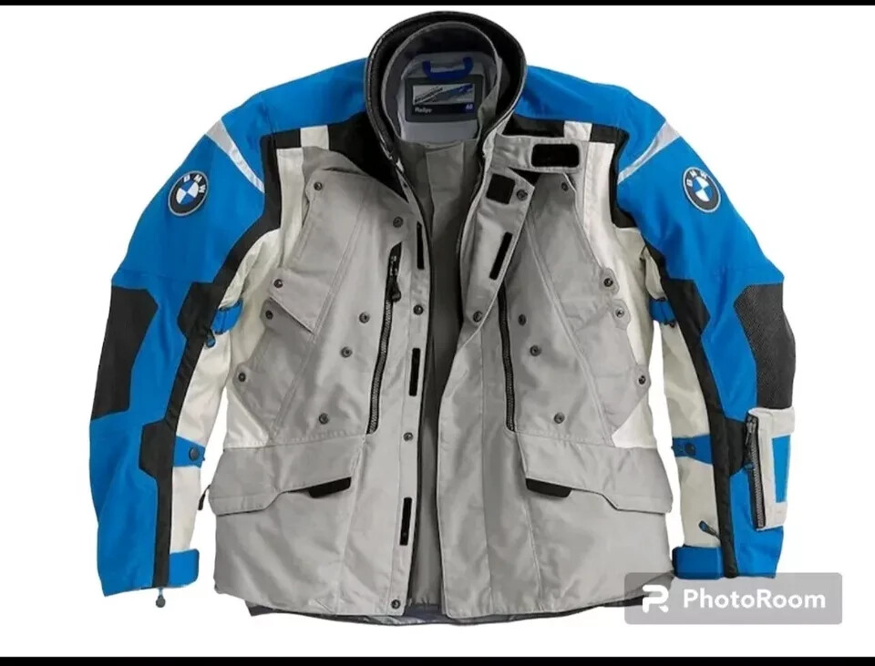 BMW Motorrad Rallye Grey Blue Men's Motorcycle Racing Jacket