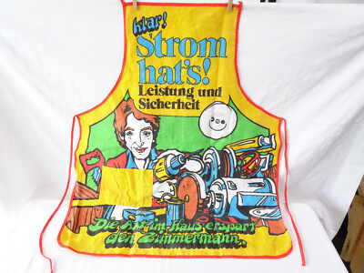Schürze Kochschürze Vintage 1970er Jahre Werbung  Der Strom macht´s 
