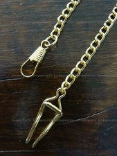 Watch Chain Beautiful Vintage Silver Gold Tone Pocket Fob Pendant 14in c1970s