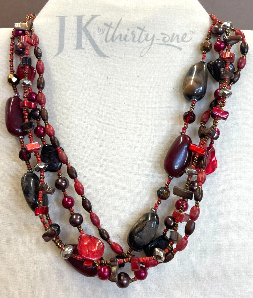 Handmade Multi Tones Red/Brown/Copper Beaded Laye… - image 1