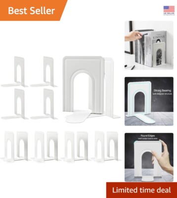 Bulk Set of 14 Heavy Duty Metal Book Ends with Protective Anti-Static Paint