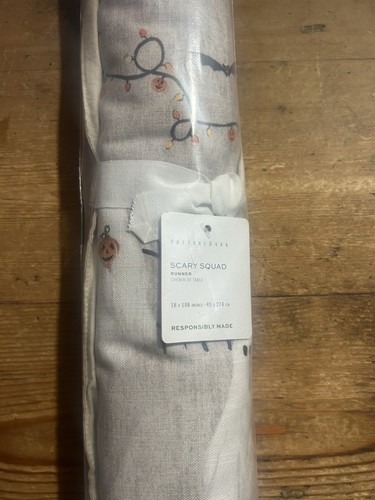 Pottery Barn Scary Squad HALLOWEEN Table Runner 18”x108” - 100% Cotton - NEW! - Picture 3 of 4