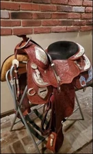 15.5" Billy Royal Western Show Saddle/Bridle w Silver ~ Full QH Bar ~ Exc Cond.