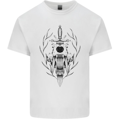 Sabre Tooth Tiger Skull Sword Mens Light Cotton T-Shirt