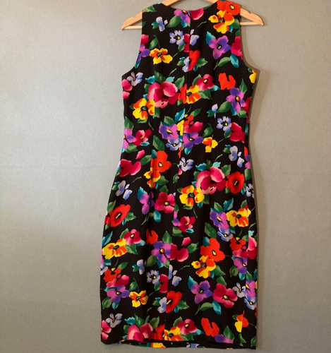 MAGGY LONDON Floral Sheath Dress 100% Silk Women’s Size 8 Vintage 80's - Picture 5 of 6