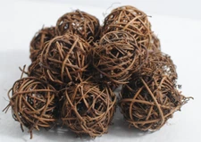 Lot of 13 Wicker Rattan Balls Vase Jar Bowl Fillers Ornaments Brown 2"
