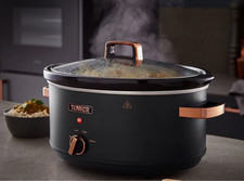 Tower Cavaletto 6.5L Large Slow Cooker Black & Rose Gold Ultra Energy Efficient