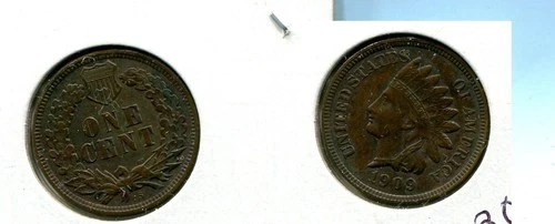 1909 S INDIAN HEAD PENNY COIN XF AU 8028T
