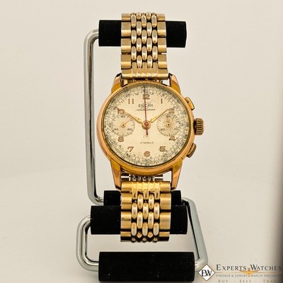 Vintage Rare Enicar Pre Sherpa Chronograph Gold Plated Venus 188 17J Mens Watch