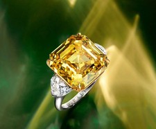 10 mm Citrine 925 Silver Ring for Women Jewelry Sz 6 With 2 Ruby  s In each Side