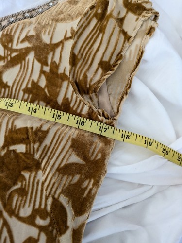 SUNDANCE Gold Velvet Burnout Floral Silk Blend Dress Size 6 Cap Sleeve Gorgeous - Picture 6 of 8