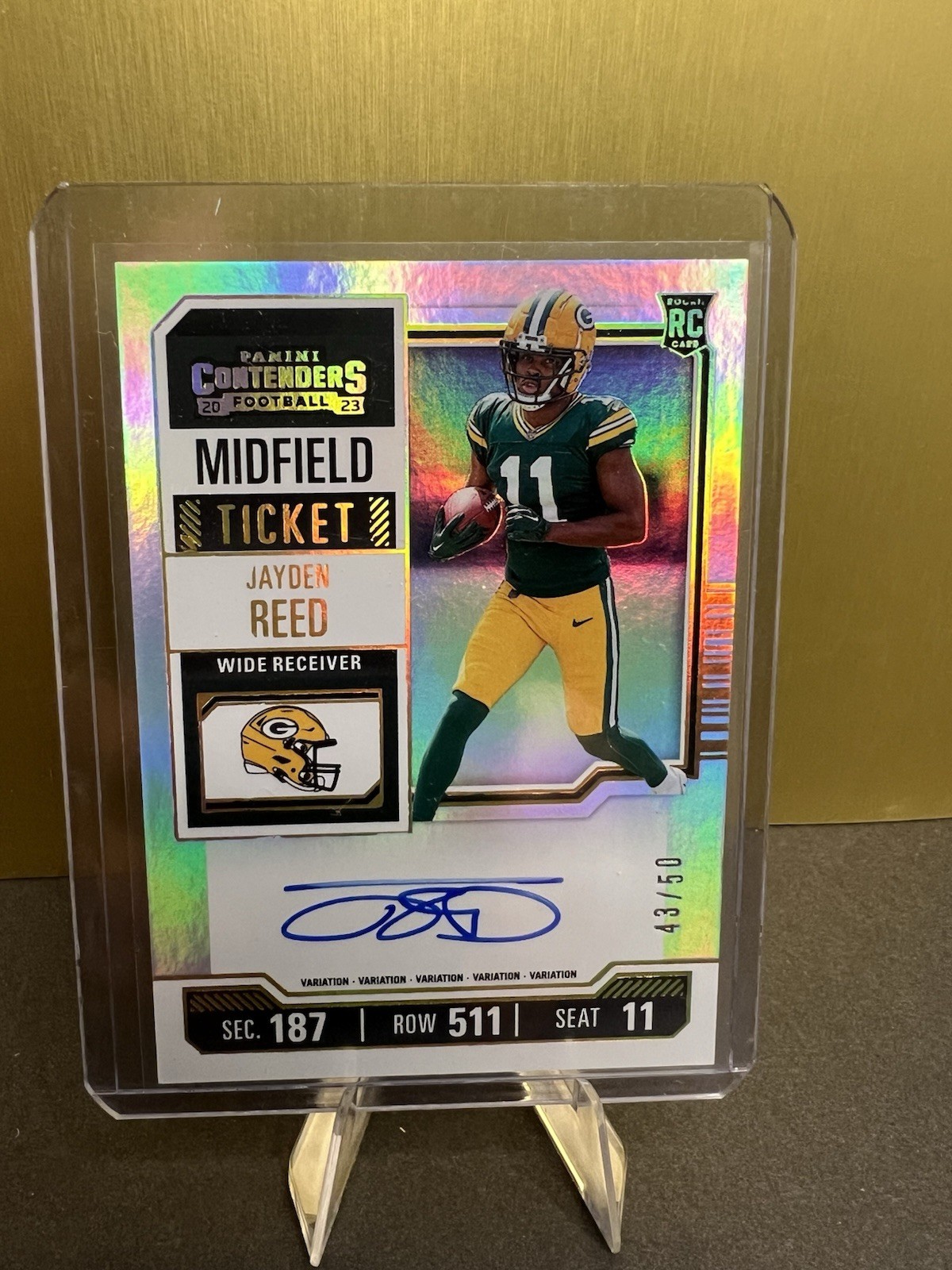 Jayden Reed RC-2023 Panini Contenders Rookie Ticket AUTO #43/50 SSP #118 Packers