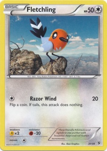 Fletchling - 31/39 (Damaged) XY Kalos Starter Sets - Colorless Pokémon
