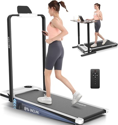 4-in-1 Folding Treadmill with Adjustable Incline & Handle Bar SpaceSaver Design~