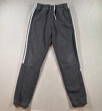 Adidas Jog 3 Stripe Sports Pants Mens Medium Black Tapered Sweatpants Fleece