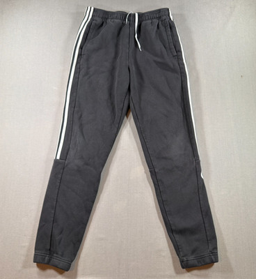 Adidas Jog 3 Stripe Sports Pants Mens Medium Black Tapered Sweatpants Fleece