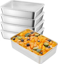 5 pcs Stainless Steel Food Storage Containers with Lids Leakproof, Stackable