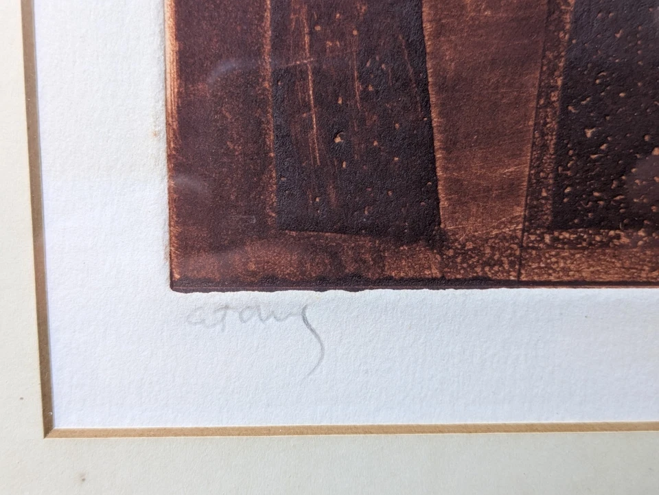 Gravura vintage original em xilogravura assinada MANUEL RODRIGUEZ (1912-2017) - Imagem 2 de 4