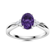 Natural Amethyst Solitaire with Accents Sister Ring Jewelry Sterling Silver
