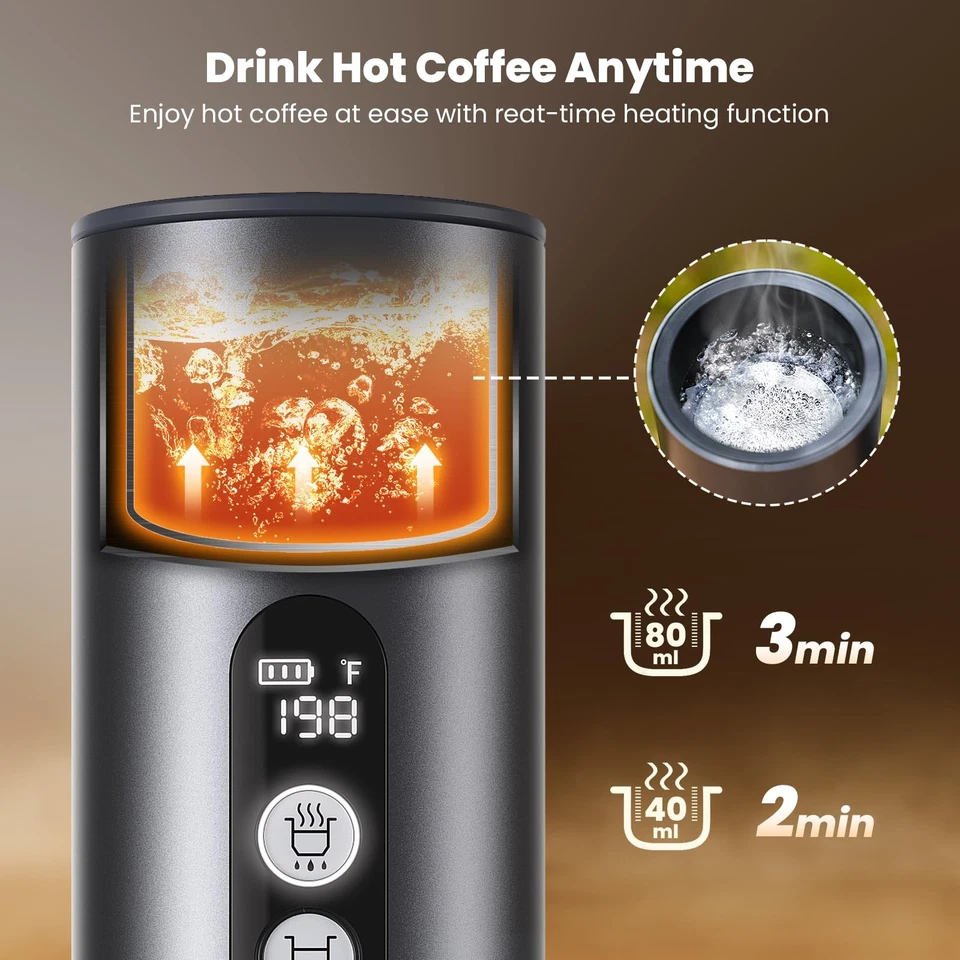 Macchina da Caffè Espresso 150W con 2-3 Min Autoriscaldamento Rapido, Portatile da Viaggio Espresso... - Immagine 4 di 4