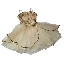 Liberts Dance Costume Gold Yellow Floral Sequin Tulle Ballet Tap Pageant Size SC