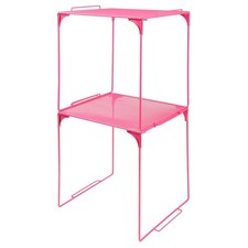 Stackable Locker Organizer Shelf School Office Storage Cabinet Pink 2 Pack Set