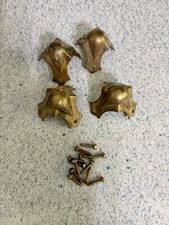 FOUR (4) Art Deco Brass Chest/Trunk Corner Protectors Guards Feet/ Foot