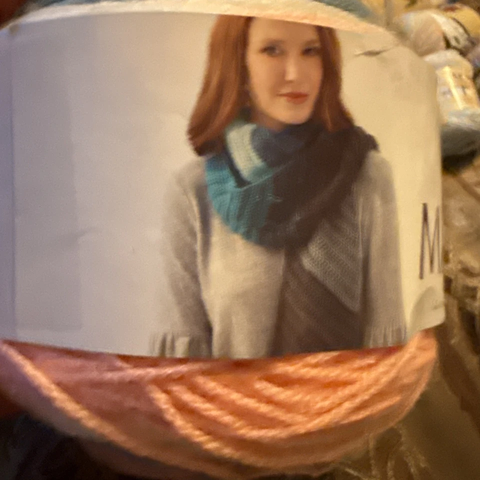 Lion Brand Mandala Acrylic Yarn Pegasus 5.3oz 590 Yd. Purple Peach Green Tones  - Image 4 of 4