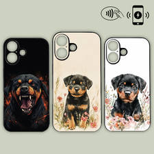 Custodia telefono Rottweiler cucciolo simpatico cane floreale amore MagSafe iPhone Samsung Motorola