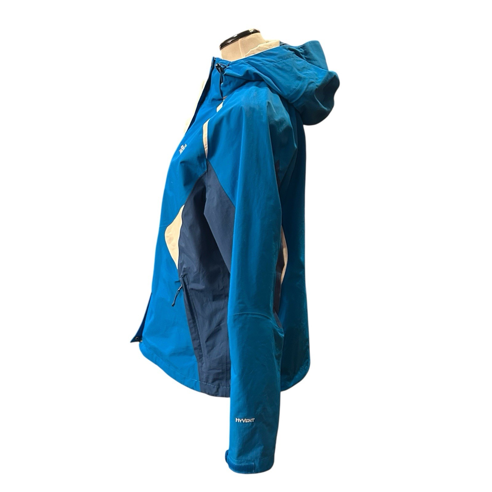 The North Face Blue Hyvent Tech Full Zip Jacket Hooded Womens Large Waterproof thumbnail 4
