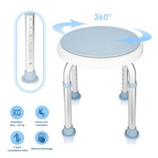 Duschstuhl 360° Drehbar Duschsitz Badestuhl Duschhocker Badezimmerstuhl 7-Fach