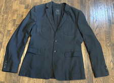 AllSaints Torino Jacket Mens M Linen Blend Charcoal Casual Blazer EUC