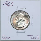 1960 25C Washington Silver Quarter Dollar in Gem Condition #6380 Toned