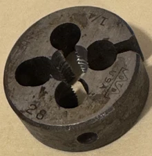 Greenfield 1/4-28 NF Round Adjustable Button Die 13/16" OD X 1/4" To RH 1/4"-28