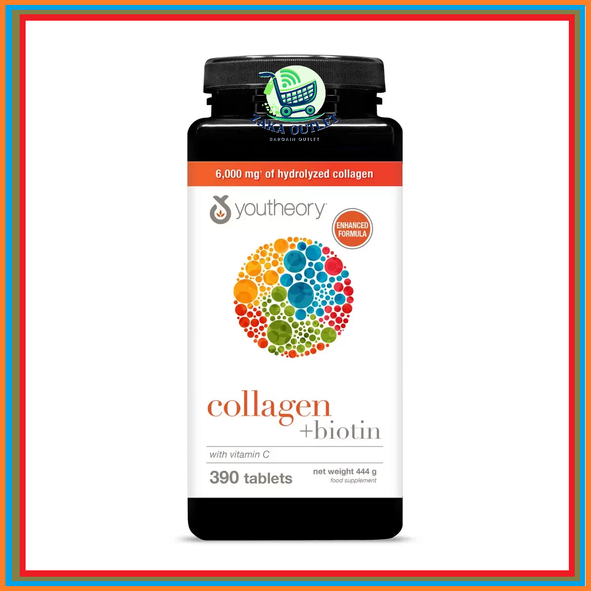 Youtheory Collagen Vitamins 390 Tablets Skin Hair Nail Formula 6000mg + Biotin