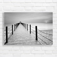 Calm Jetty Pier On Beach Canvas Print Large Picture Wall Art