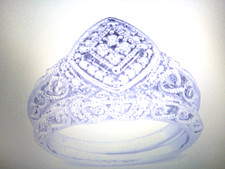 HALO ETERNITY ROUND GENUINE DIAMOND WEDDING ENGAGEMENT RING SET  BONUS SZ 5-9