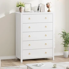 5 Drawer Dresser for Bedroom, 45 in Tall Dresser, Chest of Drawers, Wooden Dress