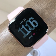 Fitbit Versa 2 FB507 Health Fitness Tracker Pink Silicone Smart Watch 7 1/2"